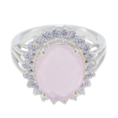 Maria Pink Halo Gemstone Ring with Silver Setting Rose Quartz Pink