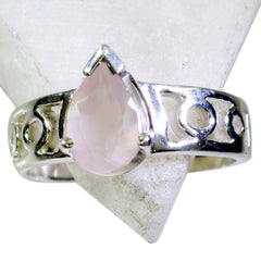 Ayesha Pink Solitaire Gemstone Ring with Sterling Silver Rose Quartz Pink