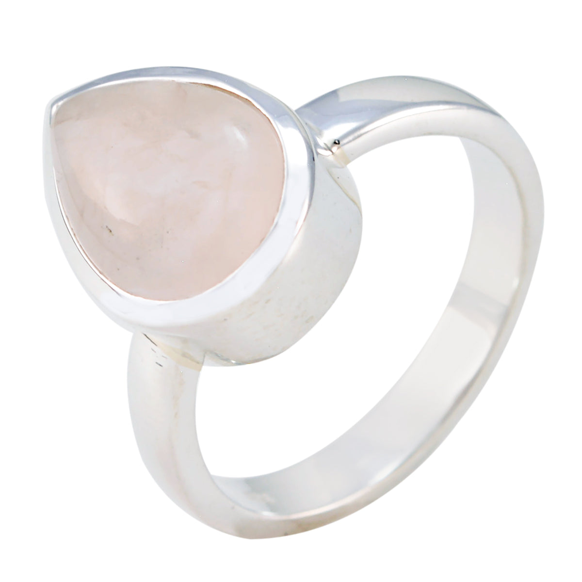 Ananya Pink Solitaire Heart Ring in Sterling Silver Rose Quartz Pink