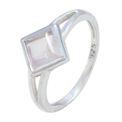 Aisha Pink Solitaire Ring Sterling Silver Square Gem