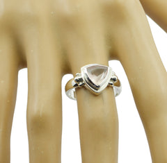 Julieta pink solitaire ring for women with a triangular pink stone on silver band