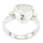 Julieta pink solitaire ring for women with a triangular pink stone set in silver band