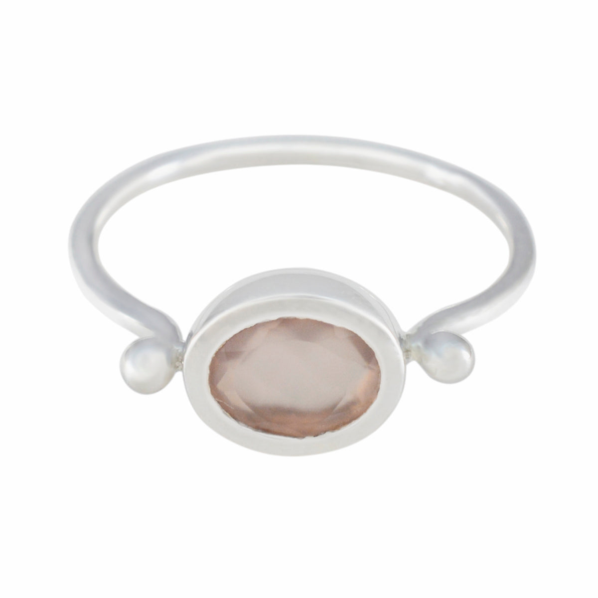Dewi Pink Solitaire Ring India Silver Gemstone Rose Quartz Pink