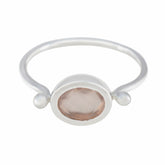 Dewi Pink Solitaire Ring India Silver Gemstone Rose Quartz Pink