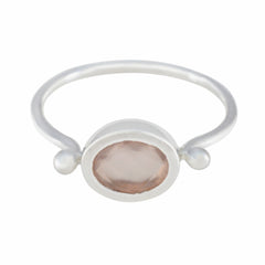 Dewi Pink Solitaire Ring India Silver Gemstone Rose Quartz Pink