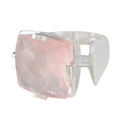 Amelia Pink Solitaire Ring Jewelry with Sterling Silver Rose Quartz Pink