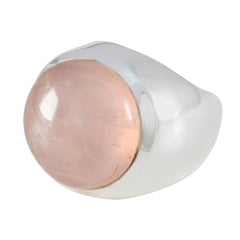 Ivy Pink Solitaire Ring with Polished Silver Band Rose Quartz Pink