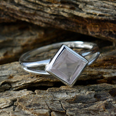 Aisha Pink Solitaire Ring Sterling Silver Square Gem