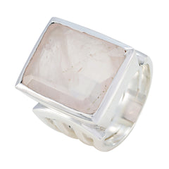 Marie Pink Solitaire Ring with Sterling Silver Band Rose Quartz Pink