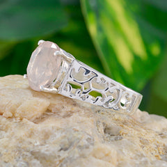 Pilar Pink Solitaire Ring Riyo with Intricate Silver Design
