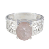 Pilar Pink Solitaire Ring Riyo with Intricate Silver Design Rose Quartz Pink