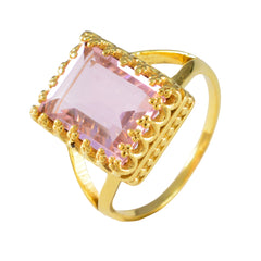 Nari Pink Solitaire Ring with Elegant Gold Setting