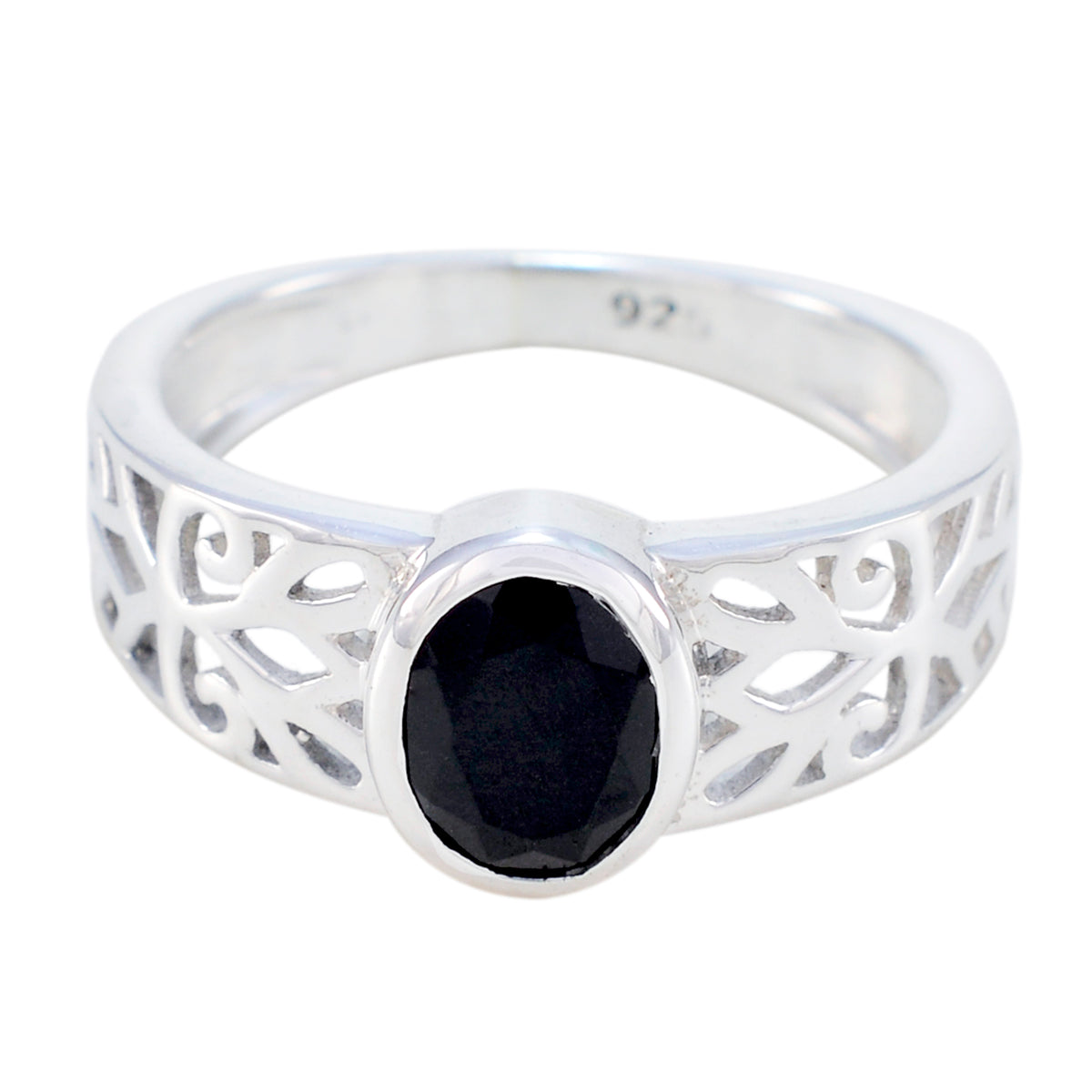 Priya Filigree Black Solitaire Ring Black Onyx Black