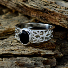 Priya Filigree Black Solitaire Ring