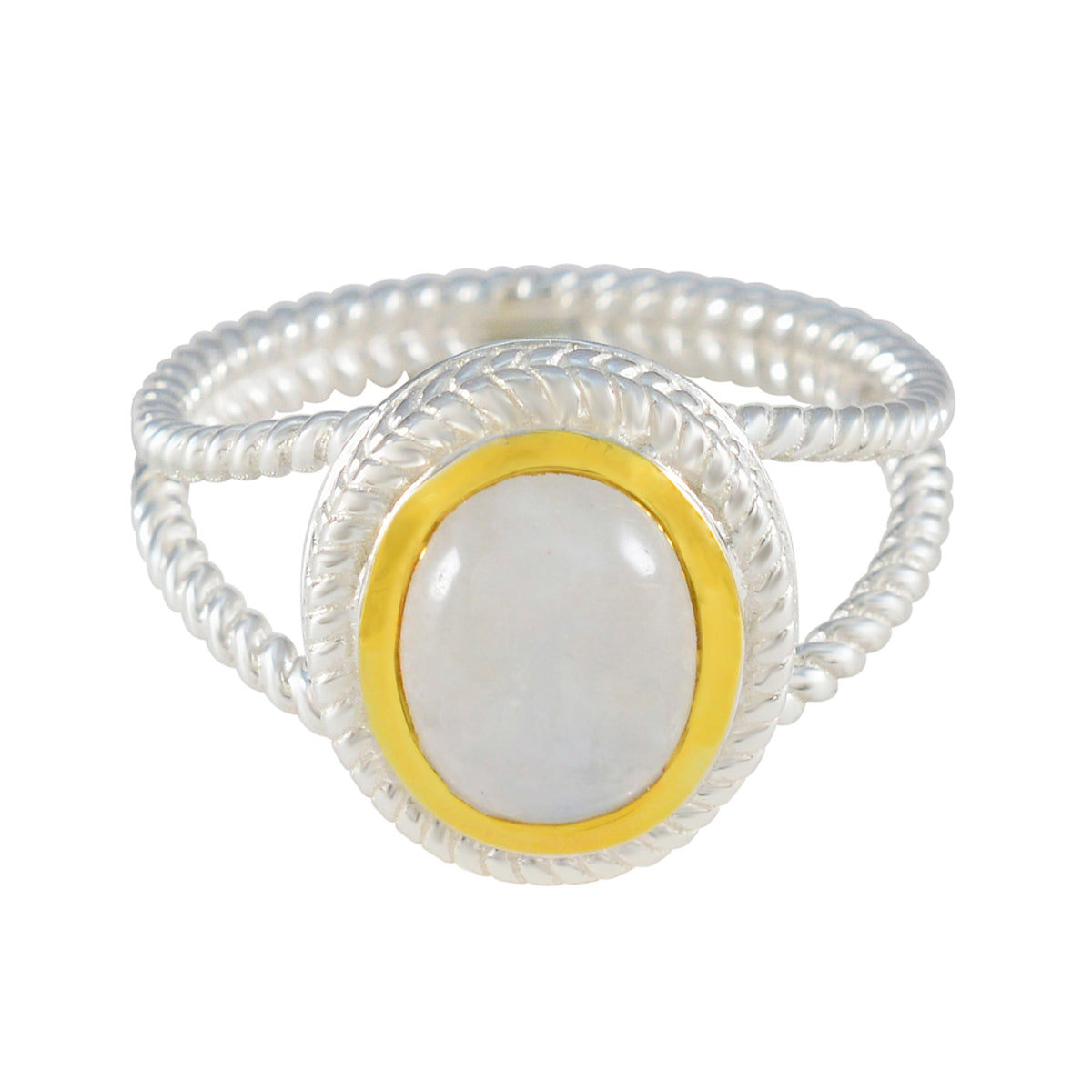 Priya Rope-Wire White Solitaire Ring Rainbow Moonstone White
