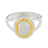Priya Rope-Wire White Solitaire Ring Rainbow Moonstone White