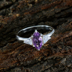 Ha-eun purple gemstone fashion ring with marquise cut center stone and two triangular side stones