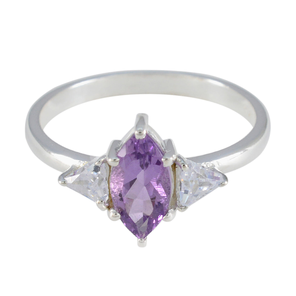 Ha-eun elegant purple gemstone fashion ring with marquise cut purple stone and clear side stones