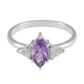 Ha-eun elegant purple gemstone fashion ring with marquise cut purple stone and clear side stones