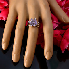 Alejandra Purple Gemstone Floral Ring in Silver