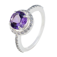 Araya Purple Gemstone Halo Ring with Sterling Silver
