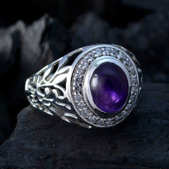 Luisa Purple Gemstone Halo Ring in Sterling Silver