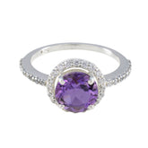Araya Purple Gemstone Halo Ring with Sterling Silver Amethyst Purple