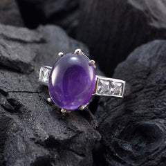 Bianca Purple Gemstone Halo Ring with Silver Band