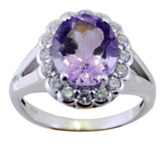 Araya Purple Gemstone Halo Ring with Silver Band