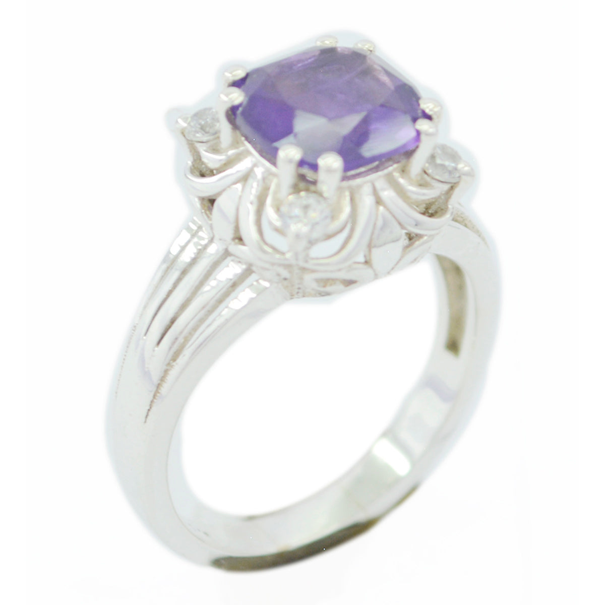 Scarlett Purple Gemstone Halo Ring in Sterling Silver Amethyst Purple