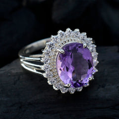 Lakshmi Purple Gemstone Halo Ring with Sparkling Accents