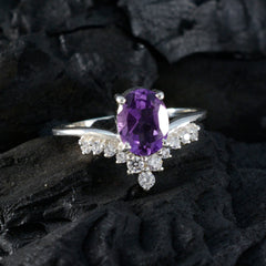 Jiwoo Purple Gemstone Halo Ring with Sterling Silver