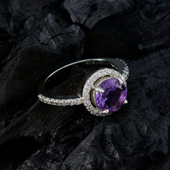 Araya Purple Gemstone Halo Ring with Sterling Silver