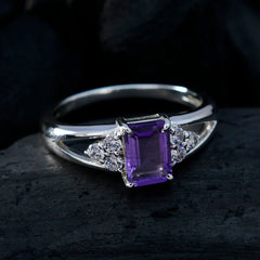 Li Lee Purple Gemstone Halo Ring in Sterling Silver
