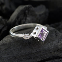 Meera Purple Gemstone Halo Ring Sterling Silver