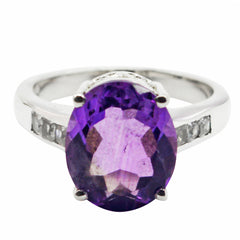 Sofia Purple Gemstone Halo Ring with Silver Band