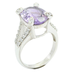 Carolina Purple Gemstone Halo Ring with Silver Band