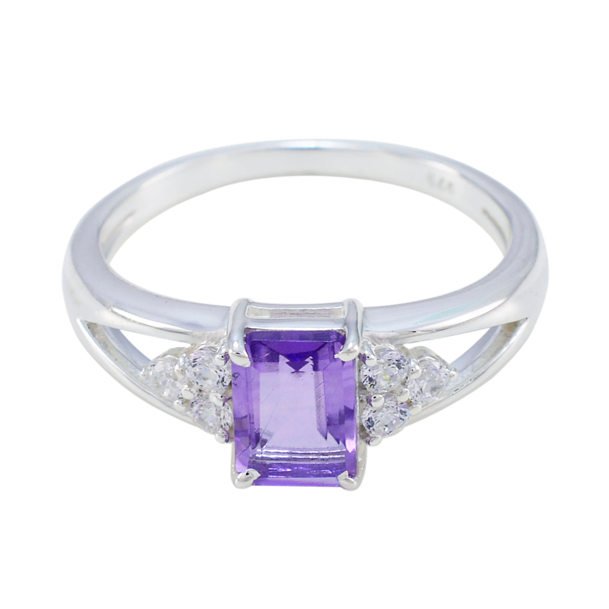 Li Lee Purple Gemstone Halo Ring in Sterling Silver Amethyst Purple