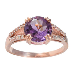 Aurora Purple Gemstone Halo Ring with Rose Gold