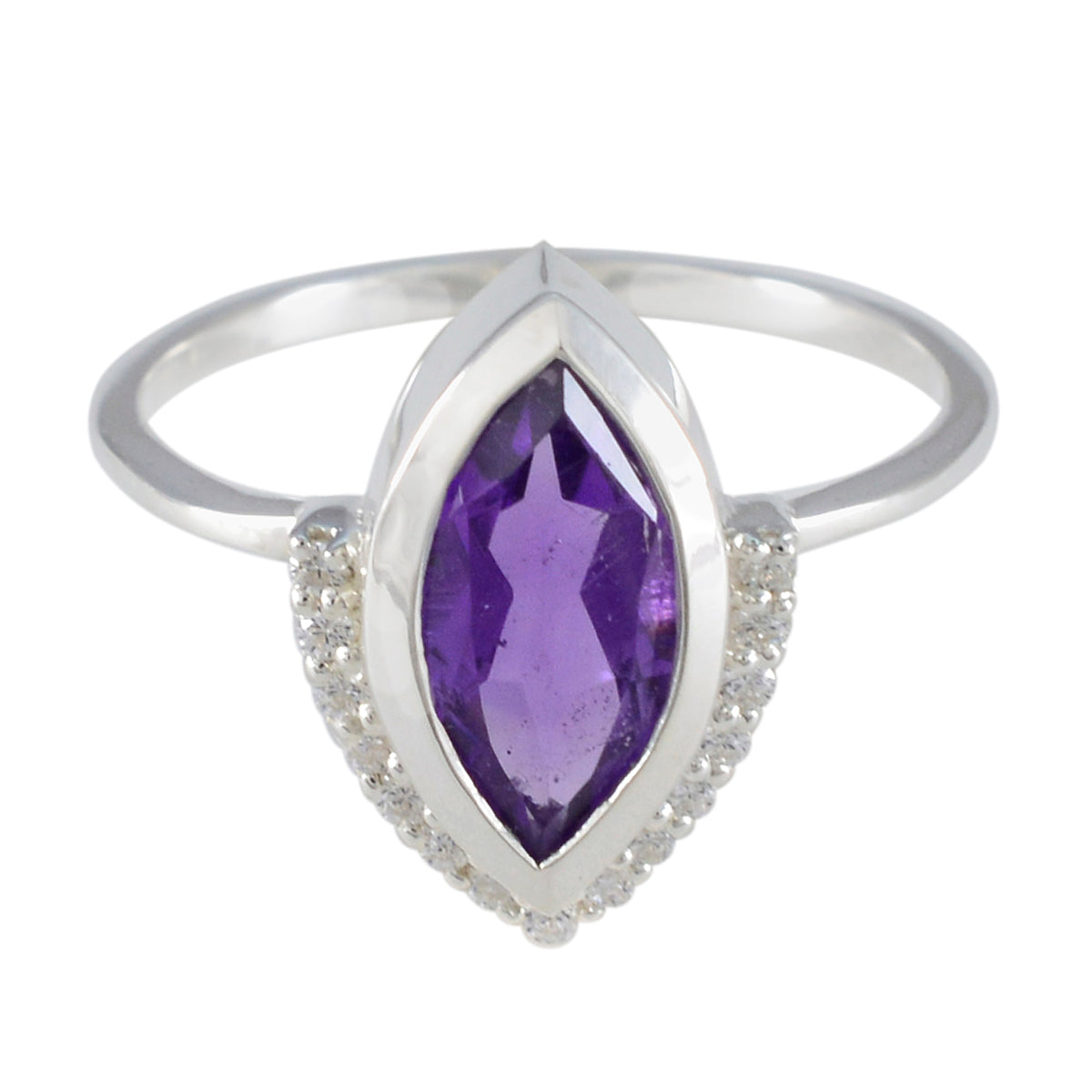 Putri Purple Gemstone Halo Ring Sterling Silver Amethyst Purple