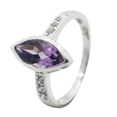 Ha-eun Purple Gemstone Halo Ring with Silver Band Amethyst Purple