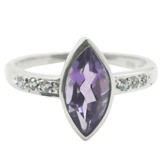 Ha-eun Purple Gemstone Halo Ring with Silver Band
