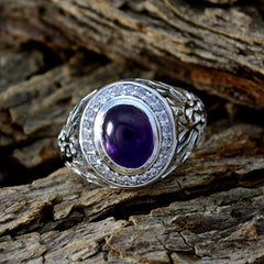 Luisa Purple Gemstone Halo Ring in Sterling Silver