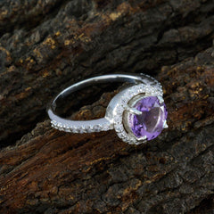 Araya Purple Gemstone Halo Ring with Sterling Silver