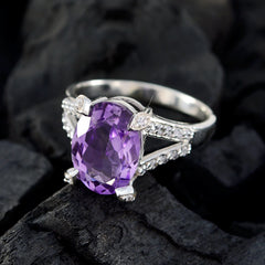 Carolina Purple Gemstone Halo Ring with Silver Band