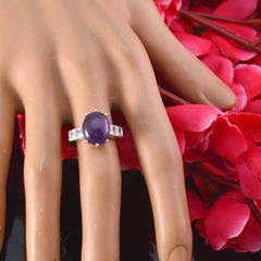 Bianca Purple Gemstone Halo Ring with Silver Band