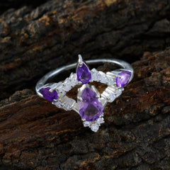 Siti Purple Gemstone Halo Ring with Silver Setting