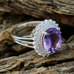 Lakshmi Purple Gemstone Halo Ring with Sparkling Accents