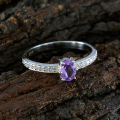 Luna Purple Gemstone Halo Ring with Sterling Silver