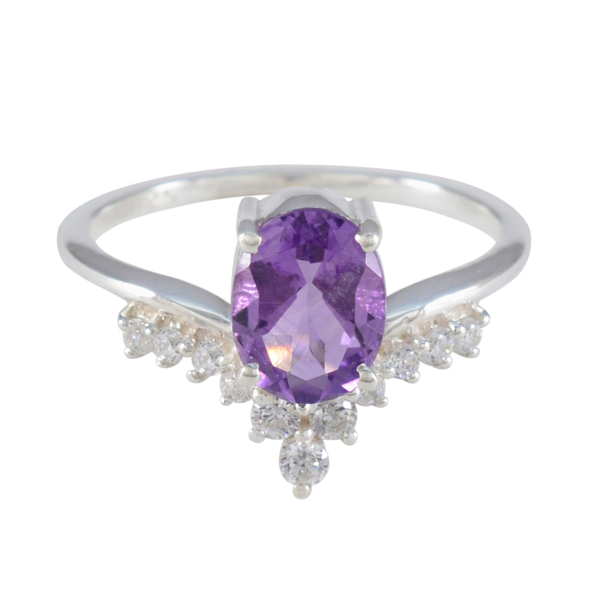 Jiwoo Purple Gemstone Halo Ring with Sterling Silver Amethyst Purple